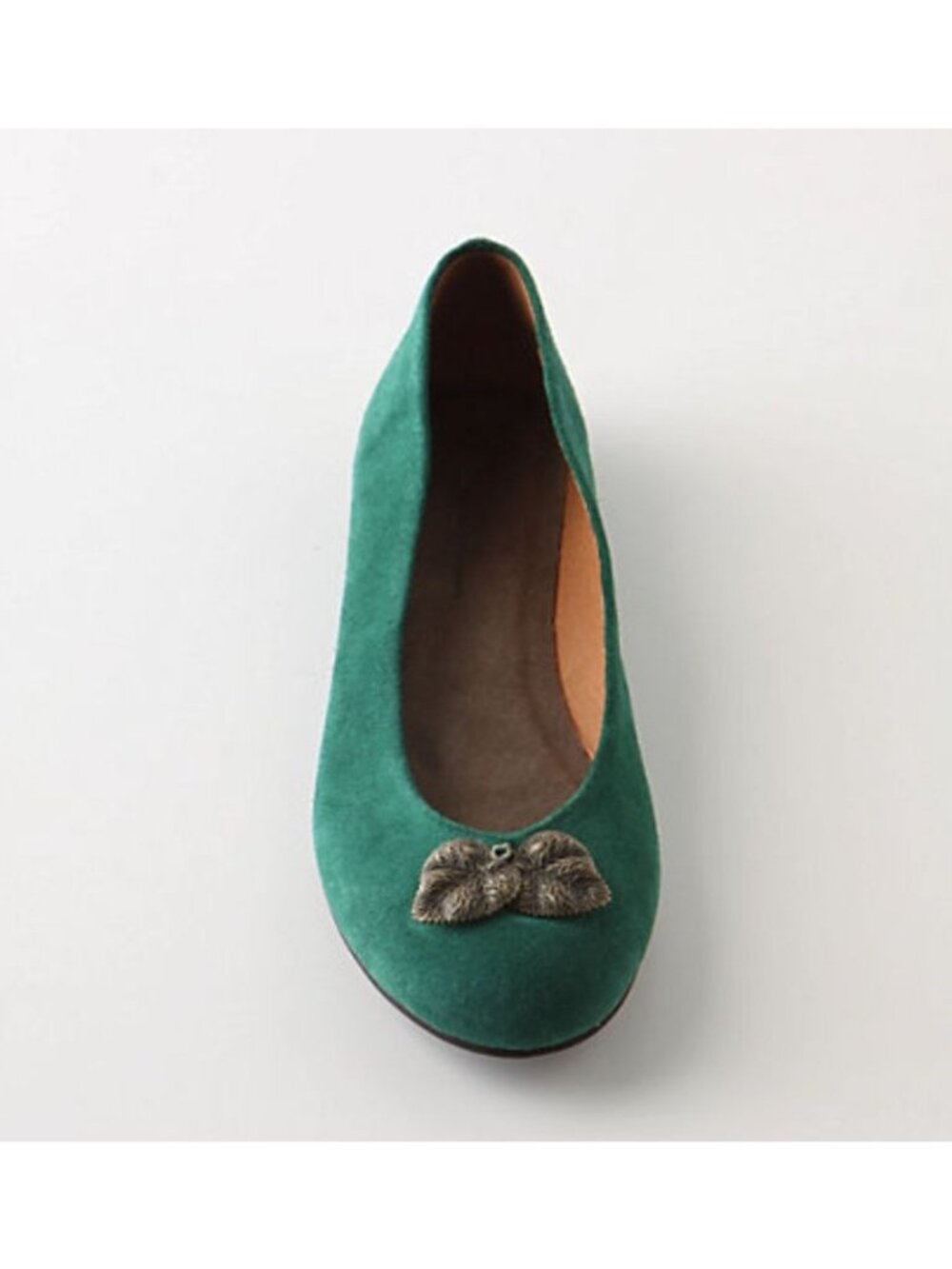 Anthropologie Pilcro Leaf Trinket Flats Green Suede Ballet Slippers Green 9